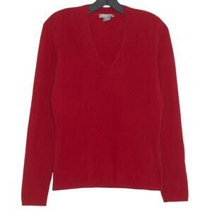 Ann Taylor Sweater Cashmere Old Money Minimalist Quiet Luxury Preppy Red Medium